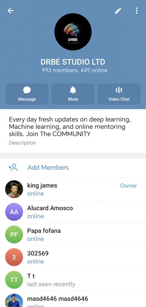 Telegram support channel